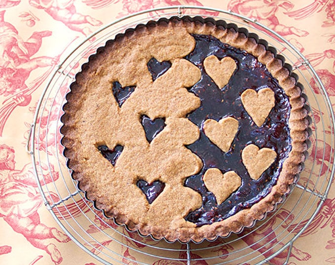 A delicious Austrian Linzertorte with a Valentine's Day theme - Panning The Globe