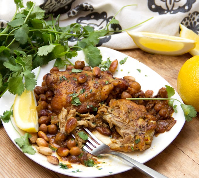 Slow Cooker Moroccan Chicken Tagine with chickpeas