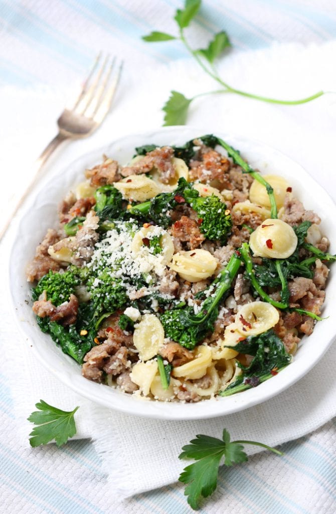 Orecchiette with Sausage and Broccoli Rabe l Panning The Globe