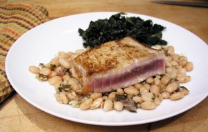 recipe for Peruvian Style White Beans with Marinated Seared Tuna - Panning The Globe