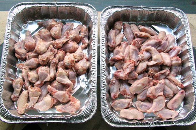 raw chicken wings in foil pans 