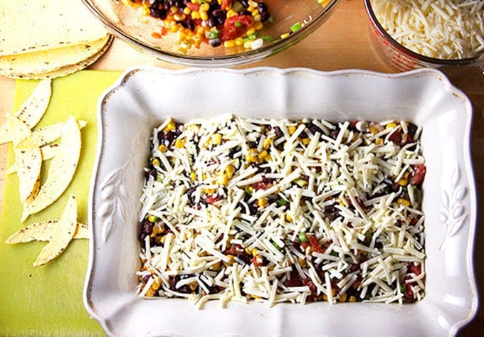 Sometimes you want to pull a great meal together fast. This Tex-Mex tortilla casserole is my go-to quick, easy, one-pot dinner recipe. It's vegetarian, gluten-free, totally delicious, and you probably have most, if not all, of the ingredients in house. Everyone needs a recipe like this in the repertoire.