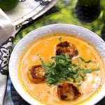 Coconut Sweet Potato Soup with Spicy Shrimp