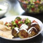 Turkey Falafel Meatballs with Lemon Yogurt Sauce | Panning The Globe