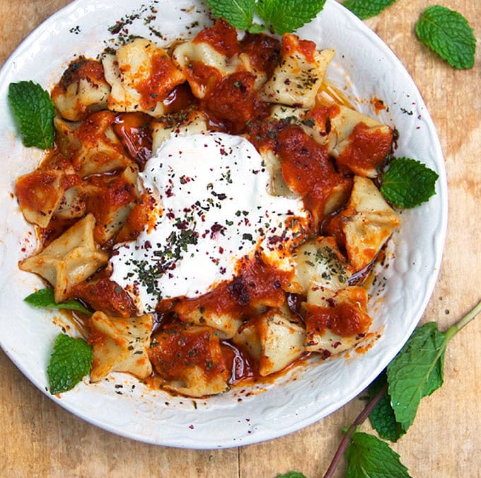 Greek Style Spaghetti - Serving Dumplings