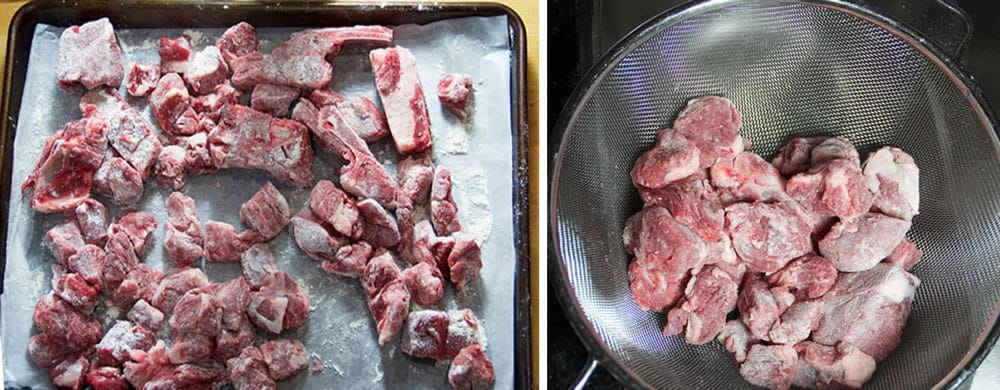 how to cut and flour meat for lamb stew