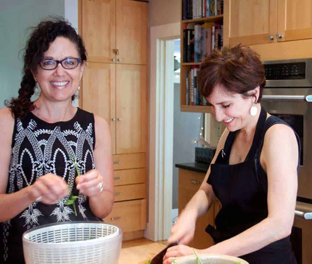 Lisa Goldfinger and Rachel Reid prepare Mexican Chicken with Fruit salsa