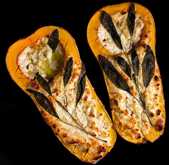 Blue Cheese and Sage Roasted Butternut Squash Appetizer | PanningTheGlobe.com