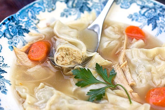 Turkey Kreplach Soup by Panning The Globe