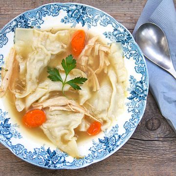 Turkey Kreplach Soup: delicious soup with homemade dumplings by Panning The Globe