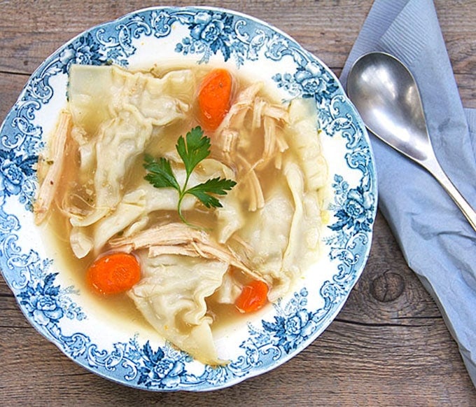 Turkey Kreplach Soup: delicious soup with homemade dumplings by Panning The Globe