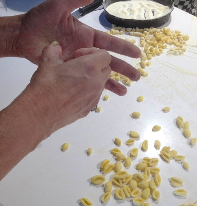 making cavatelli pasta in Italy