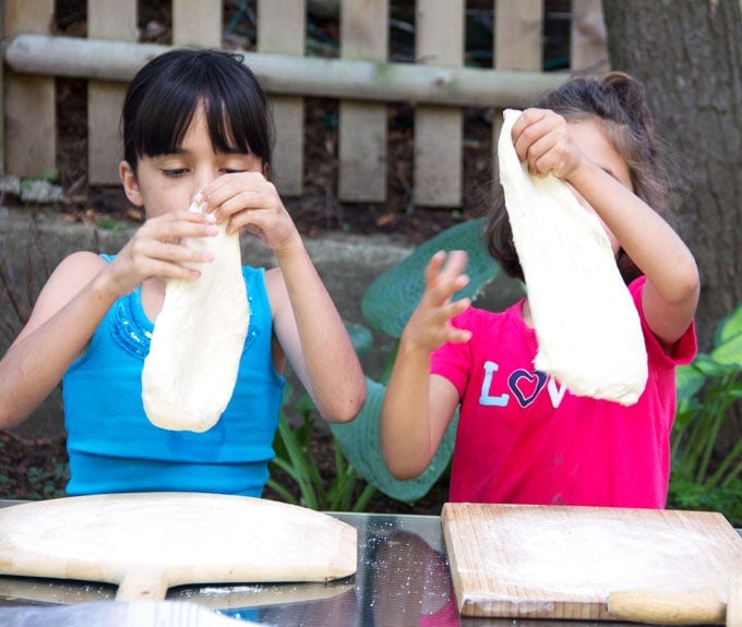 cooking with kids - grilled dessert pizza