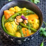 Sri Lankan Vegetable Curry with cilantro and toasted cashews