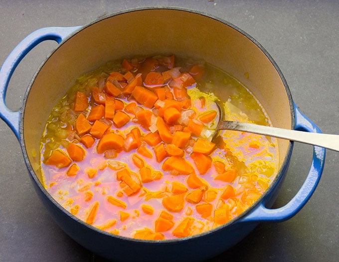 Moroccan Carrot Soup with Lemon Honey Yogurt | Panning The Globe Moroccan carrot soup recipe by Panning The Globe