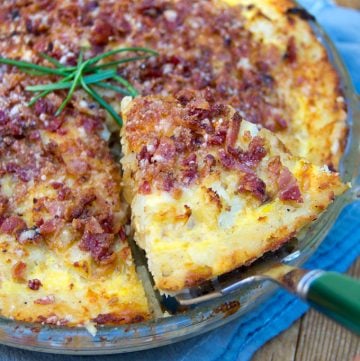 Cauliflower Gruyere Pie with Potato Crust and Parmesan Crumb Topping