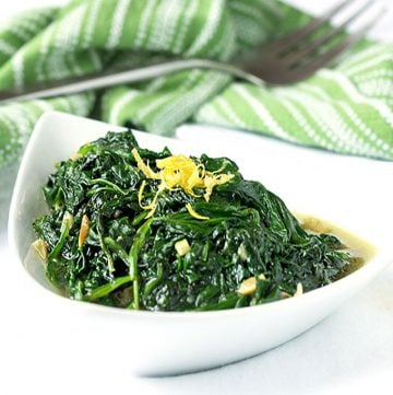 Sautéed Spinach and Garlic - a quick, delicious healthy side dish recipe with directions for using fresh or frozen spinach.