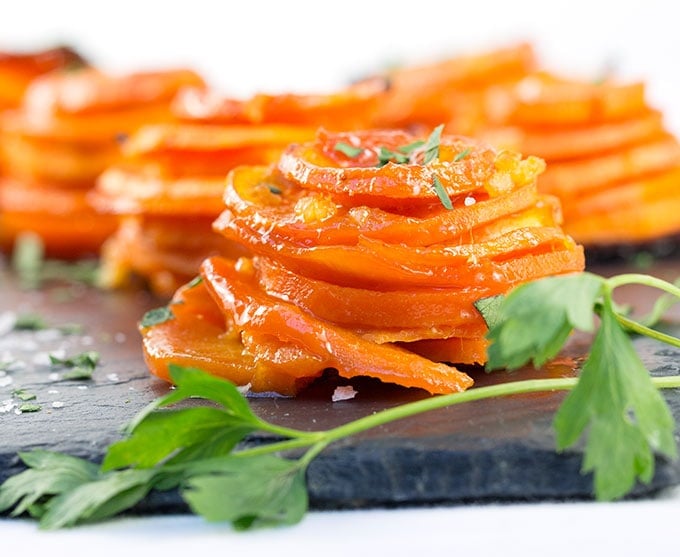 Apricot Lemon Butter Sweet Potato Stacks | Panning The Globe