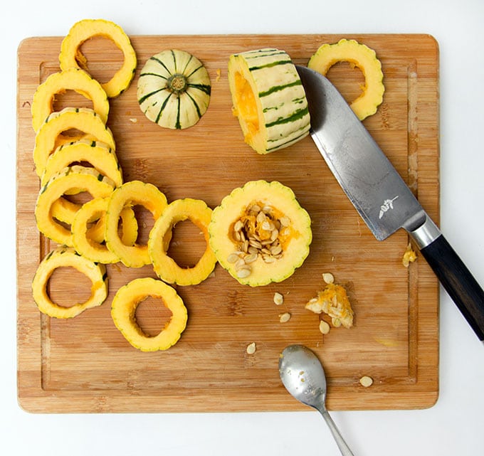 How to cut delicata squash into rounds