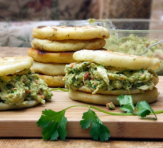 Panning The Globe's Top 10 Recipes of 2015: Reina Pepiada: Venezuelan Arepas with Chicken and Avocado