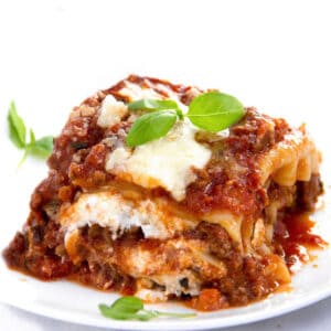 Slice of meaty cheesy lasagna.