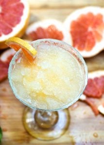 Frozen Grapefruit Margaritas with Salt Sugar Lime Rims