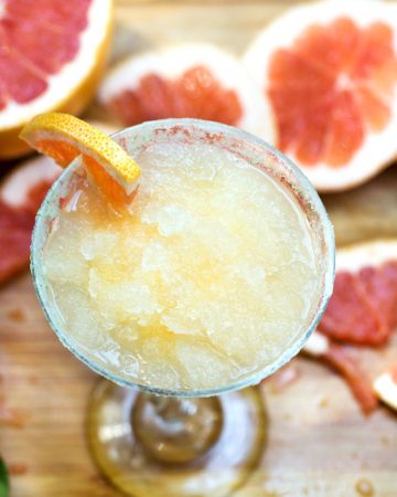 Frozen Grapefruit Margaritas with Salt Sugar Lime Rims