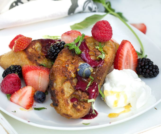 Pain Perdu (French Toast) with berries and berry sauce