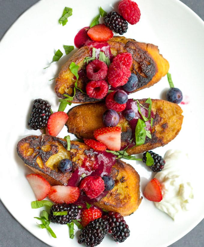 Pain Perdu (French Toast) with berries and berry sauce