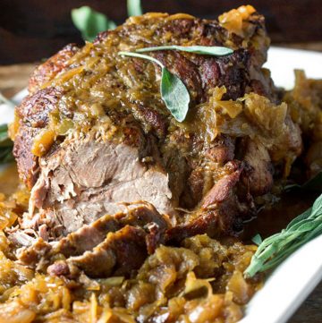This is a tender, flavorful pork roast with lots of delicious sweet and sour gravy. A great holiday roast. Quick easy prep and just 5 ingredients. Also, eating pork and sauerkraut bodes well for good luck in the new year!