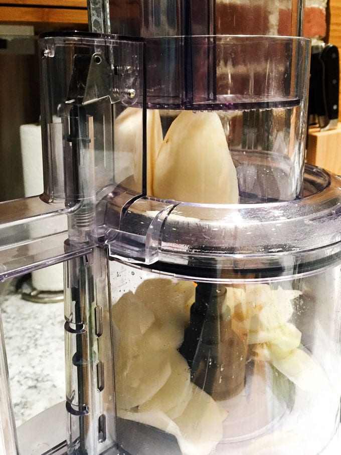 It's easy to slice potatoes using a food processor