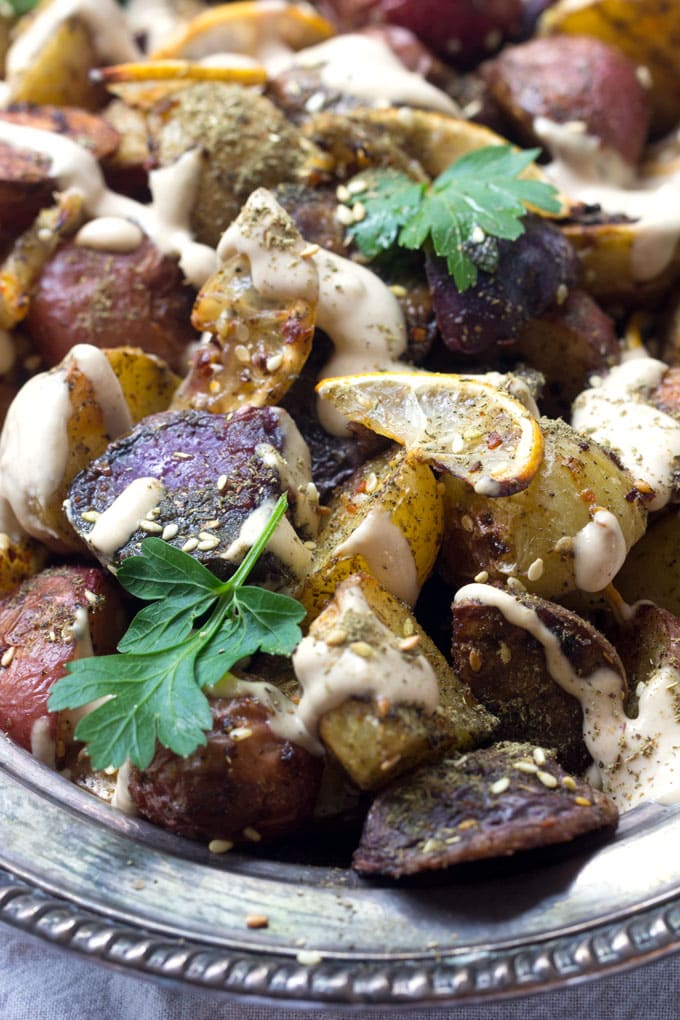 These roasted potatoes are ultra crisp on the outside, and they are flavored with the delicious Middle Eastern spice mix za'atar.