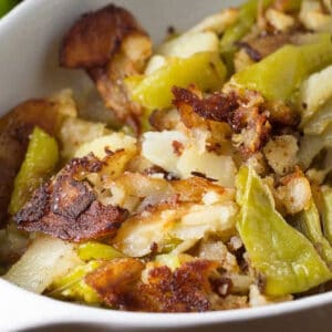 close up of crispy Italian fried potatoes and peppers