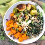 Recipe for Sweet Potato Brussels Sprout Buddha Bowl by Panning The Globe