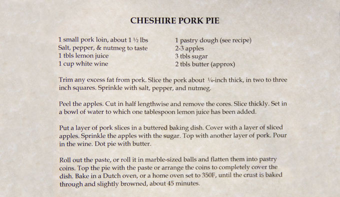 Original Cheshire Pork pie recipe from the 18th century