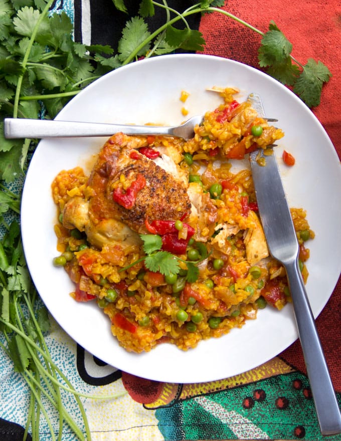 Arroz Con Pollo, Spanish chicken and rice casserole