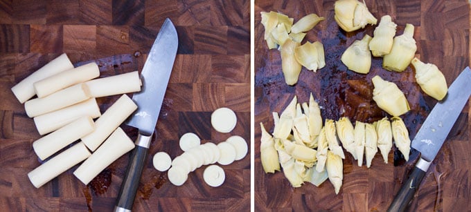 How to slice hearts of palm and how to slice artichoke hearts