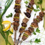 Here’s a kebab recipe for your next barbecue – grilled skewers of lamb and fresh figs with a sweet, spicy, minty glaze. The subtle sweet flavor of grilled figs is so delicious with the charred rich grilled lamb. The glaze takes it over the top.