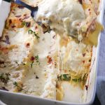 This Tuscan vegetarian lasagna is very special (carnivores will think so too) Creamy béchamel sauce, smoky mozzarella, fresh zucchini, layered with noodles and baked until hot and bubbly. Family friendly, company worthy, so good!