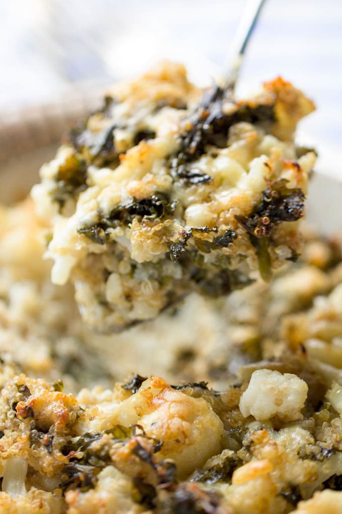 close up of cauliflower casserole 