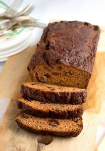 A loaf of healthy pumpkin bread with almond flour