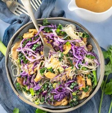 Thai Noodle salad bowl with peanut sauce