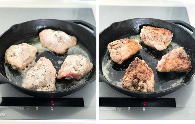 How to sauté chicken thighs before braising