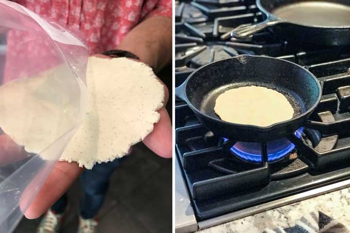 how to peel the plastic off a tortilla when it comes out of the press