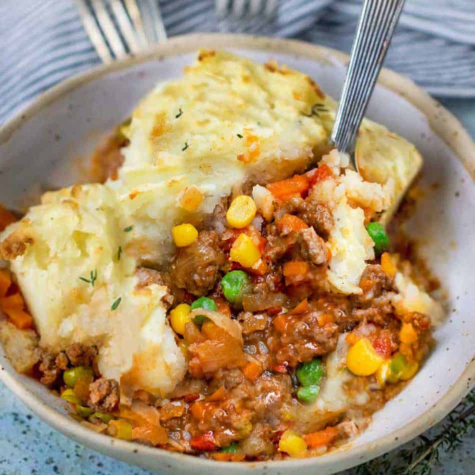 bowl of healthy shepherds pie