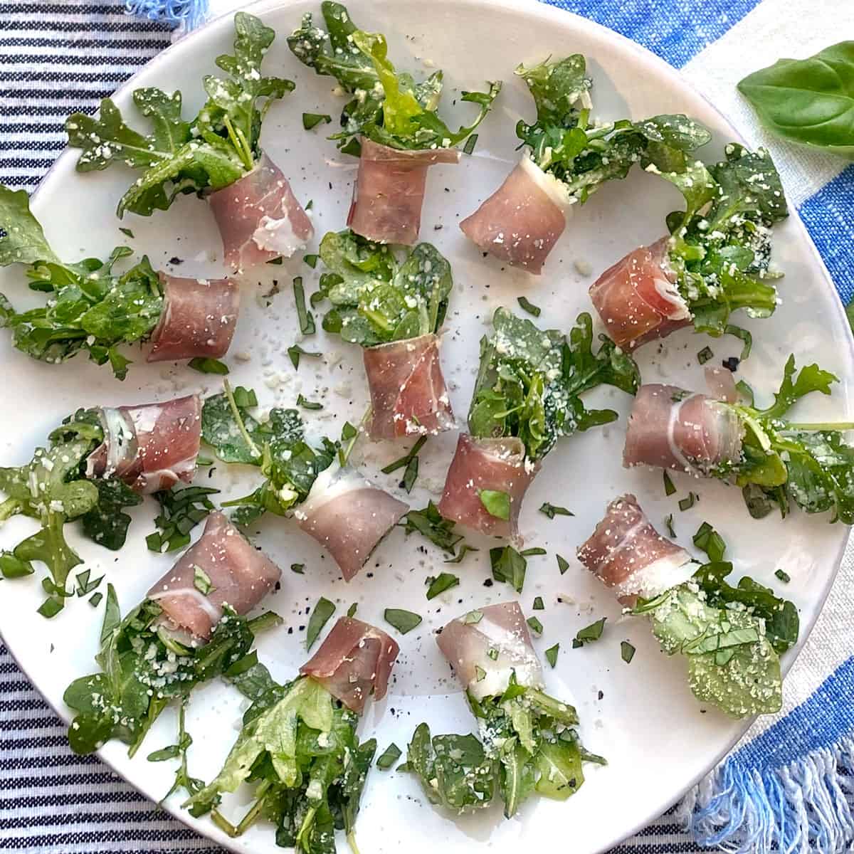 Prosciutto Wrapped Arugula Appetizer l Panning The Globe