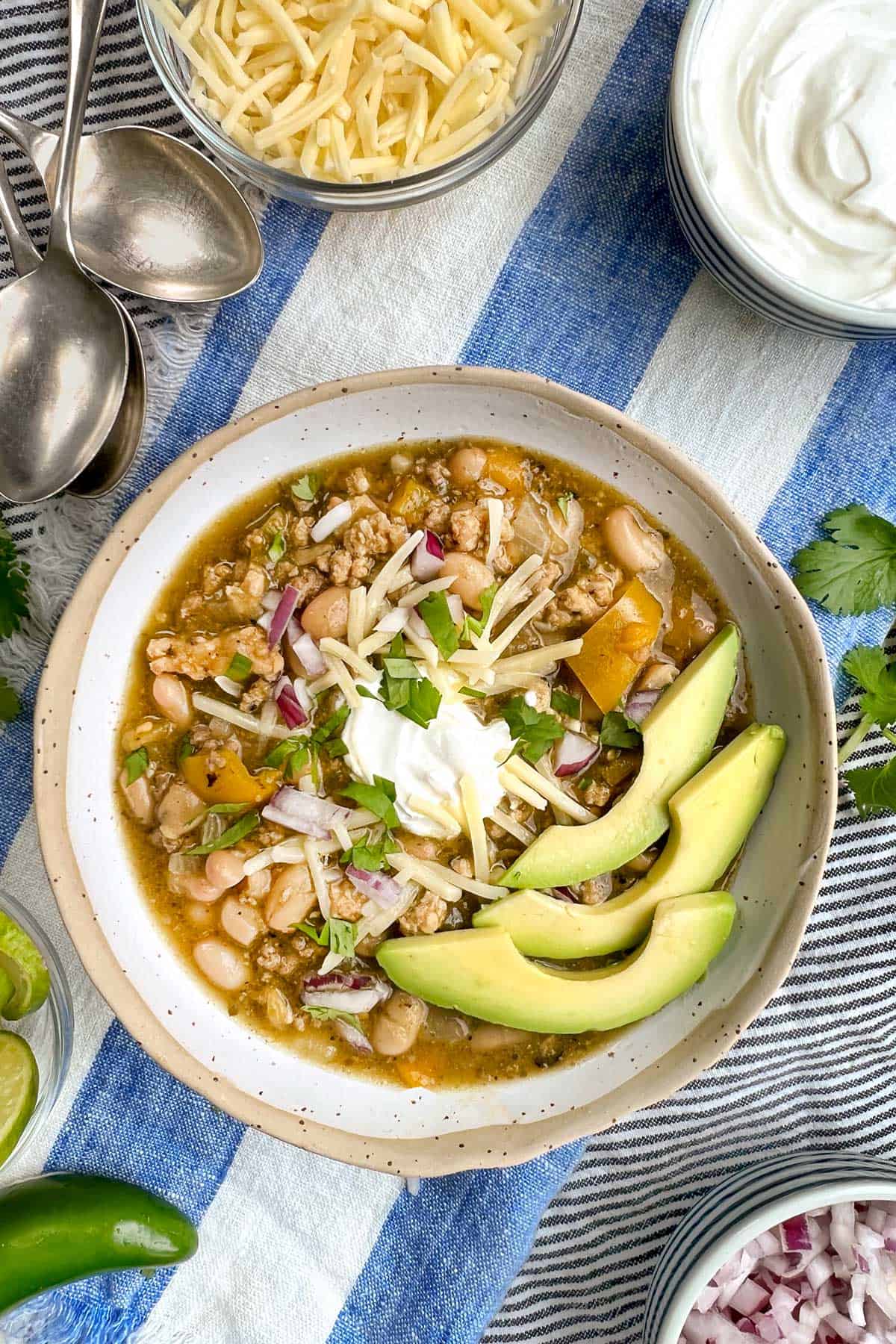 Easy White Bean Turkey Chili Verde l Panning The Globe