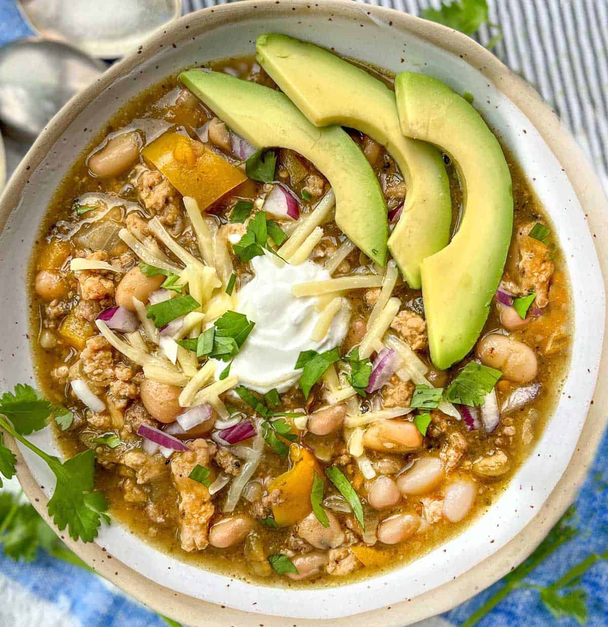 Easy White Bean Turkey Chili Verde l Panning The Globe