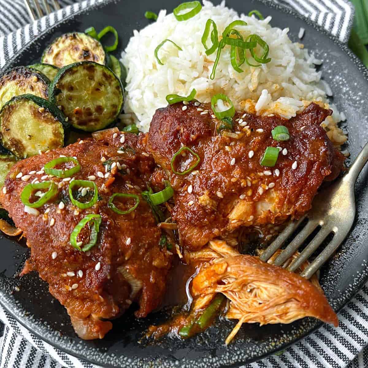 Slow Cooker Chicken Thighs Korean Style - Panning The Globe
