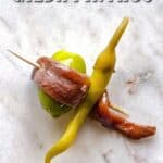 One Gilda pintxo (anchovy, olive, pepper skewer)